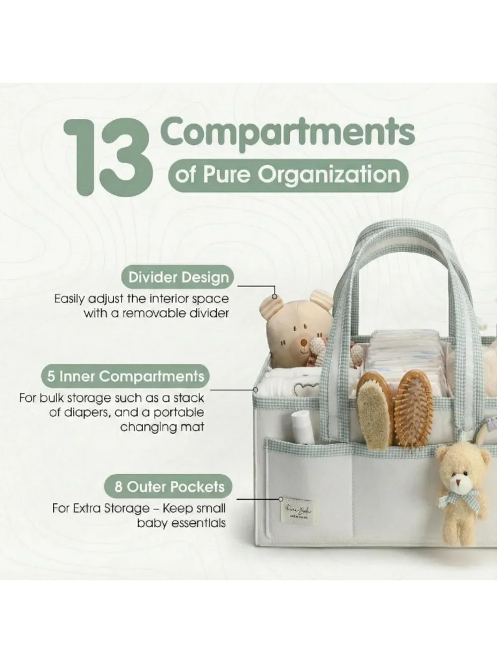 XL Diaper Caddy Organizer with Handle - Baby Shower Gift, Nursery Storage